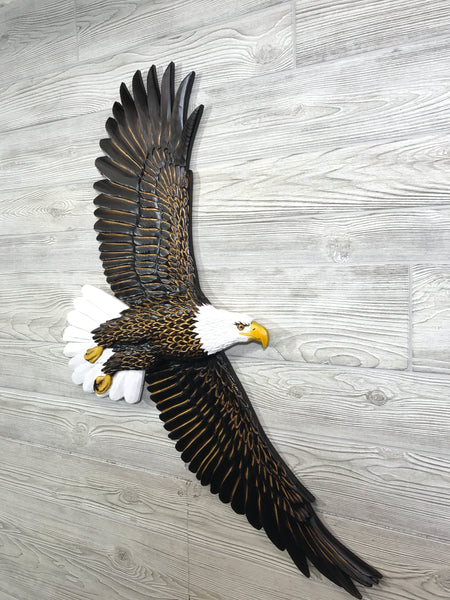 Soaring Bald Eagle Relief Wood Carving - "Aloft"