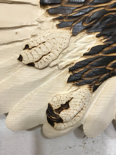 Soaring Bald Eagle Relief Wood Carving - "Aloft"