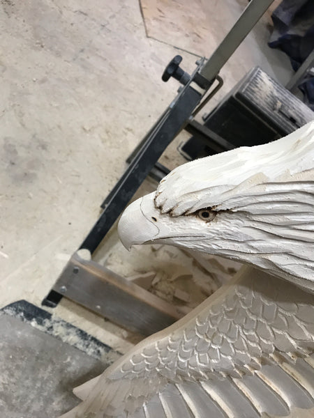 Soaring Bald Eagle Relief Wood Carving - "Life-sized Majestic"