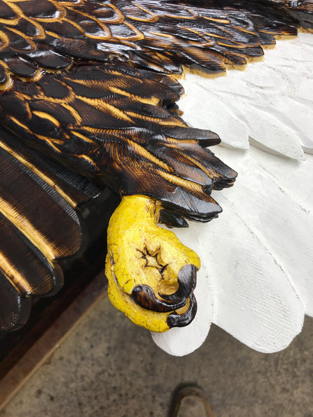 Soaring Bald Eagle Relief Wood Carving - "Life-sized Majestic"