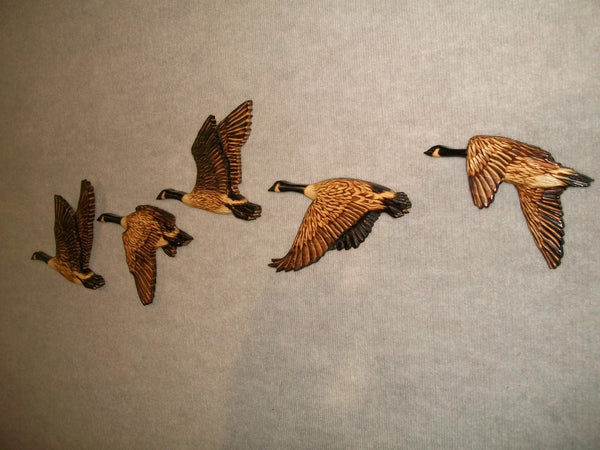 Canadian Geese Wood Carved Wall Art - "Birds of a feather flock together"