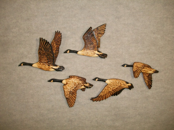 Canadian Geese Wood Carved Wall Art - "Birds of a feather flock together"