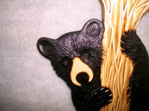 Black Bear Cub Wooden Carving