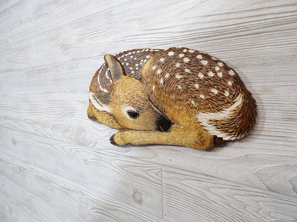 Whitetail Fawn Relief Wood Carving - "Hidden Beauty"